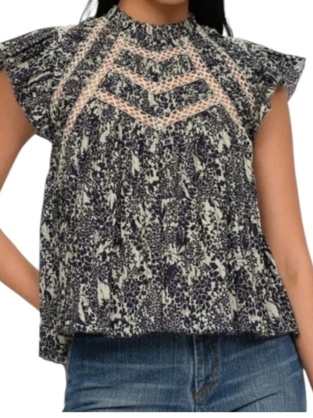 Sea New York Floral Flutter Sleeve Blouse